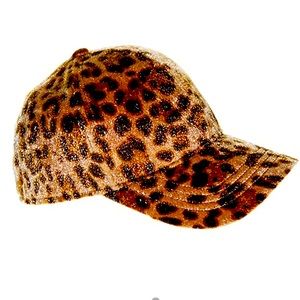 NWT None West faux fur leopard print baseball hat